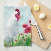 Hähnchen und Blume Geschirrtuch (Viertel Falte)