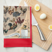 Hähnchen und Hähnchen, Vintag, Hühner und Hähnchen Geschirrtuch (Viertel Falte)