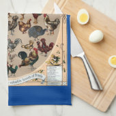 Hähnchen und Hähnchen, Vintag, Hühner und Hähnchen Geschirrtuch (Viertel Falte)