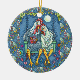 HÄHNCHEN UND HENNE SCHMUSEN, SÜSSE HÜHNCHEN SCHATZ KERAMIK ORNAMENT