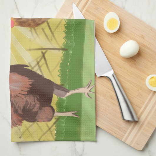 Hähnchen und Huhn Geschirrtuch (Viertel Falte)