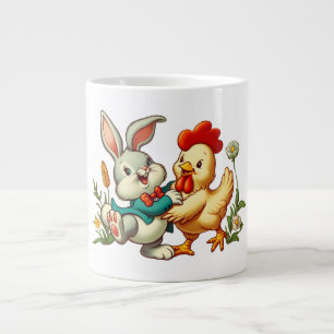 Hähnchen und Kaninchen aus niedlichem, Vintagem Ca Jumbo-Tasse