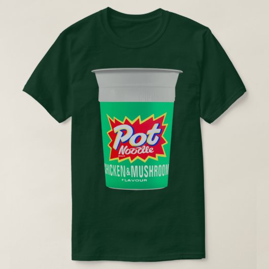 Hähnchen- und Pilz-Pot-Nudel-Design T-Shirt (Design vorne)