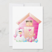 Hähnchen und Pink Hen House mit Blume Einladung (Vorderseite)