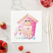 Hähnchen und Pink Hen House mit Blume Serviette (Beispiel)