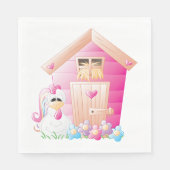 Hähnchen und Pink Hen House mit Blume Serviette (Vorderseite)