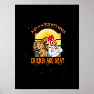 Hähnchen und Ziegen zu Halloween-Kostümgeschenk Poster