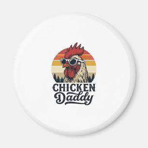 Hähnchen-Vater-Hahn Vintage-Sonnenuntergang-Vektor Magnet