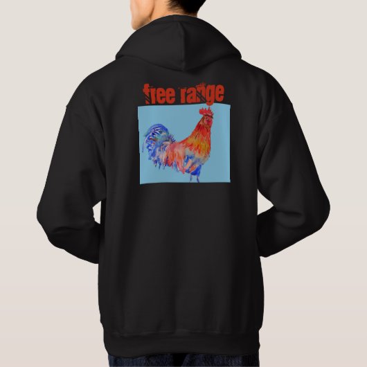 Hähnchen-Wasserfarbenrooster-Hähnchen Hoodie (Rückseite)