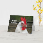 Hähnchen White Head Rooster Foto Geburtstag Karte (Gelbe Blume)