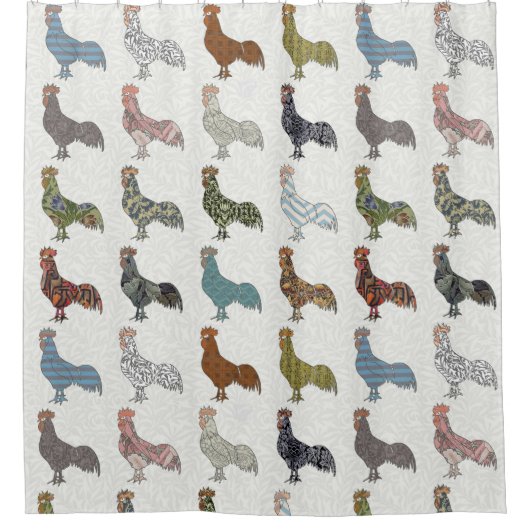 Hähnchenbauernhof mit farbigen Mustern Duschvorhang (Vorderseite)