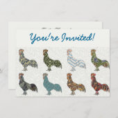 Hähnchenbauernhof mit farbigen Mustern Einladung (Vorne/Hinten)