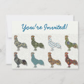 Hähnchenbauernhof mit farbigen Mustern Einladung (Vorderseite)