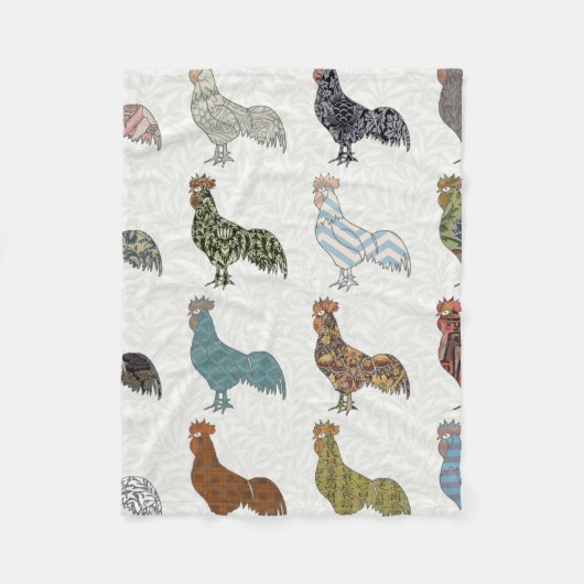 Hähnchenbauernhof mit farbigen Mustern Fleecedecke (Vorderseite)