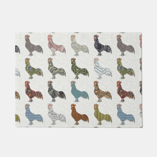 Hähnchenbauernhof mit farbigen Mustern Fußmatte (Vorderseite)