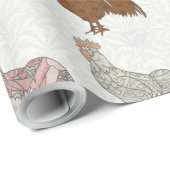 Hähnchenbauernhof mit farbigen Mustern Geschenkpapier (Rolleneckpunkt)