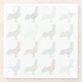 Hähnchenbauernhof mit farbigen Mustern Glasuntersetzer (Rückseite)