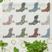 Hähnchenbauernhof mit farbigen Mustern Küchentuch (Gefaltet)