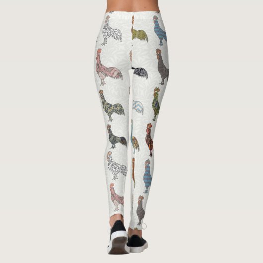 Hähnchenbauernhof mit farbigen Mustern Leggings (Rückseite)