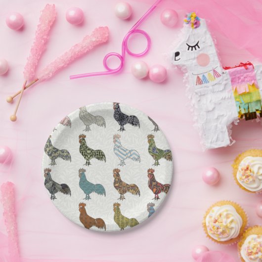 Hähnchenbauernhof mit farbigen Mustern Pappteller (Party)