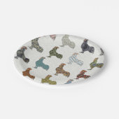 Hähnchenbauernhof mit farbigen Mustern Pappteller (Schrägansicht)