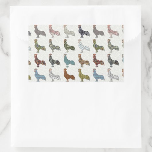 Hähnchenbauernhof mit farbigen Mustern Rechteckiger Aufkleber (Tasche)