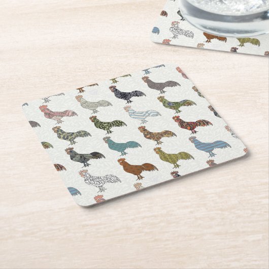 Hähnchenbauernhof mit farbigen Mustern Rechteckiger Pappuntersetzer (angewinkelt)