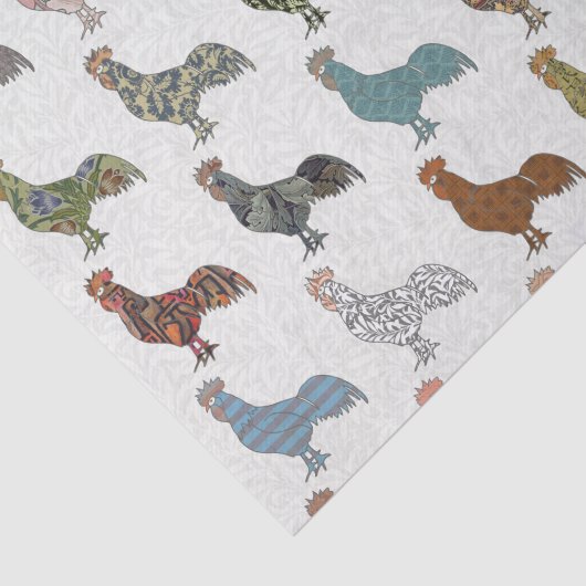 Hähnchenbauernhof mit farbigen Mustern Seidenpapier (Ausschnitt)