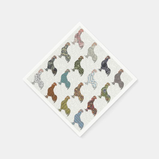 Hähnchenbauernhof mit farbigen Mustern Serviette (Ecke)