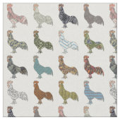 Hähnchenbauernhof mit farbigen Mustern Stoff (Nahaufnahme)