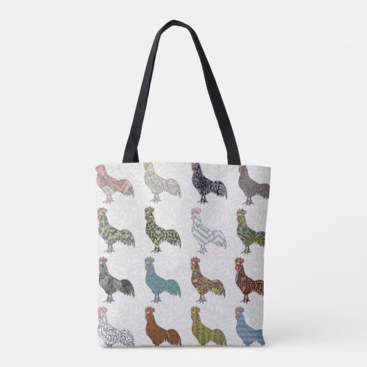 Hähnchenbauernhof mit farbigen Mustern Tasche (Rückseite)