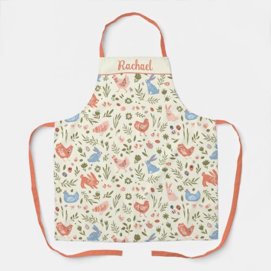 Hähnchenbunny Rabbit Farm Osterdesign Schürze (Vorderseite)