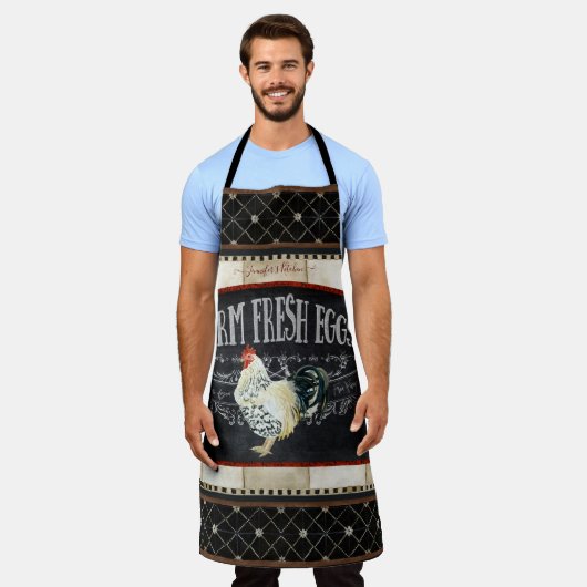 Hähnchenfarm Rooster Frische Eier Rustikales Bauer Schürze (Getragen)