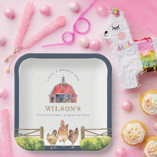 Hähnchenfarm Rotbarsch Kindergeburtstag Pappteller (Party)