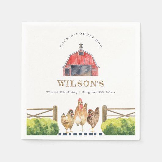 Hähnchenfarm Rotbarsch Kindergeburtstag Serviette (Vorderseite)