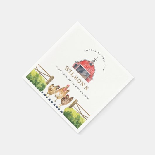 Hähnchenfarm Rotbarsch Kindergeburtstag Serviette (Ecke)