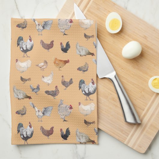 Hähnchenfellmuster auf Pfirsich Geschirrtuch (Viertel Falte)