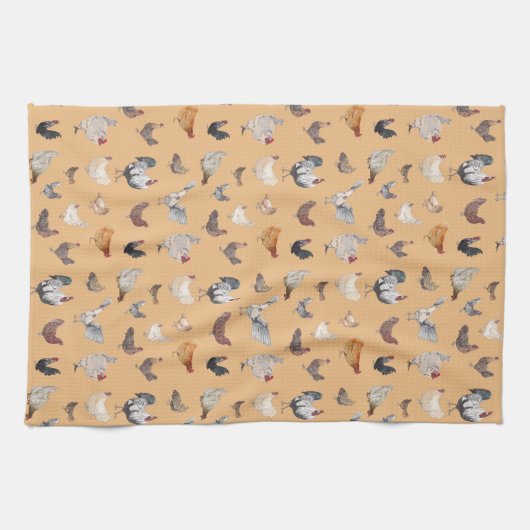 Hähnchenfellmuster auf Pfirsich Geschirrtuch (Horizontal)