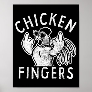 Hähnchenfinger, Mittelfinger, Lustiges Huhn Poster