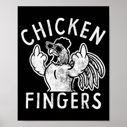 Hähnchenfinger, Mittelfinger, Lustiges Huhn Poster (Vorne)