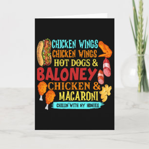 Hähnchenflügel Hot Dogs und Loney Chicken und Makk Karte