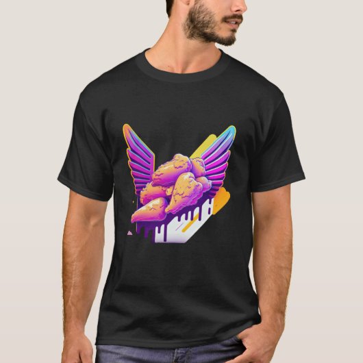 Hähnchenflügel Synthwave 80er Retrowave-Ästhetik T-Shirt (Vorderseite)