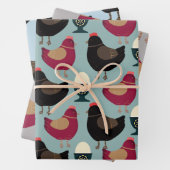 Hähnchenliebhaber auf dem Bauernhof Ei Cup Black P Geschenkpapier Set (Beispiel)