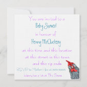 Hähnchenmotive Babydusche Einladung. Einladung (Rückseite)