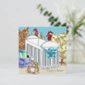 Hähnchenmotive Babydusche Einladung. Einladung (Stehend Vorderseite)