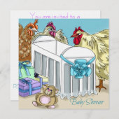 Hähnchenmotive Babydusche Einladung. Einladung (Vorne/Hinten)