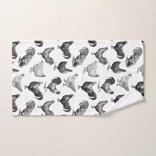 Hähnchenmuster im Retro-Landhaus Badhandtuch Set (Handtuch)