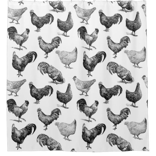 Hähnchenmuster im Retro-Landhaus Duschvorhang (Vorderseite)