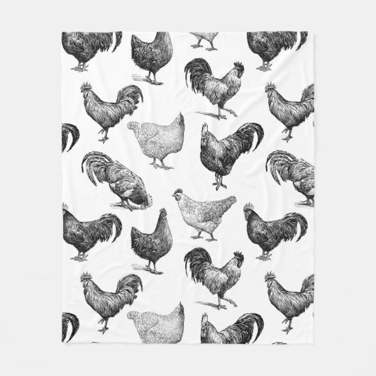 Hähnchenmuster im Retro-Landhaus Fleecedecke (Vorderseite)