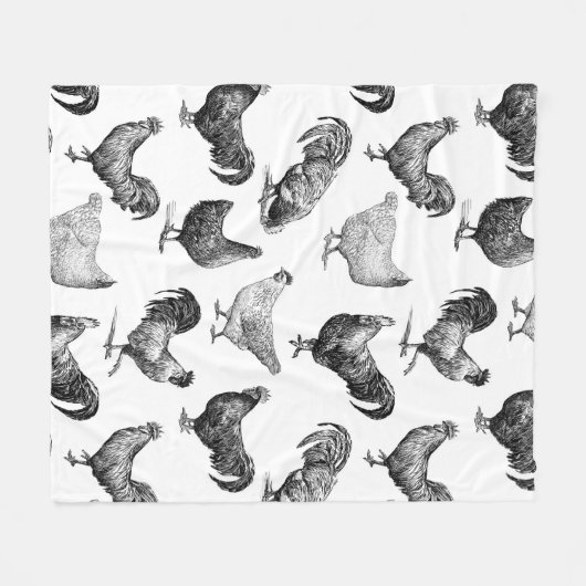 Hähnchenmuster im Retro-Landhaus Fleecedecke (Vorderseite (Horizontal))